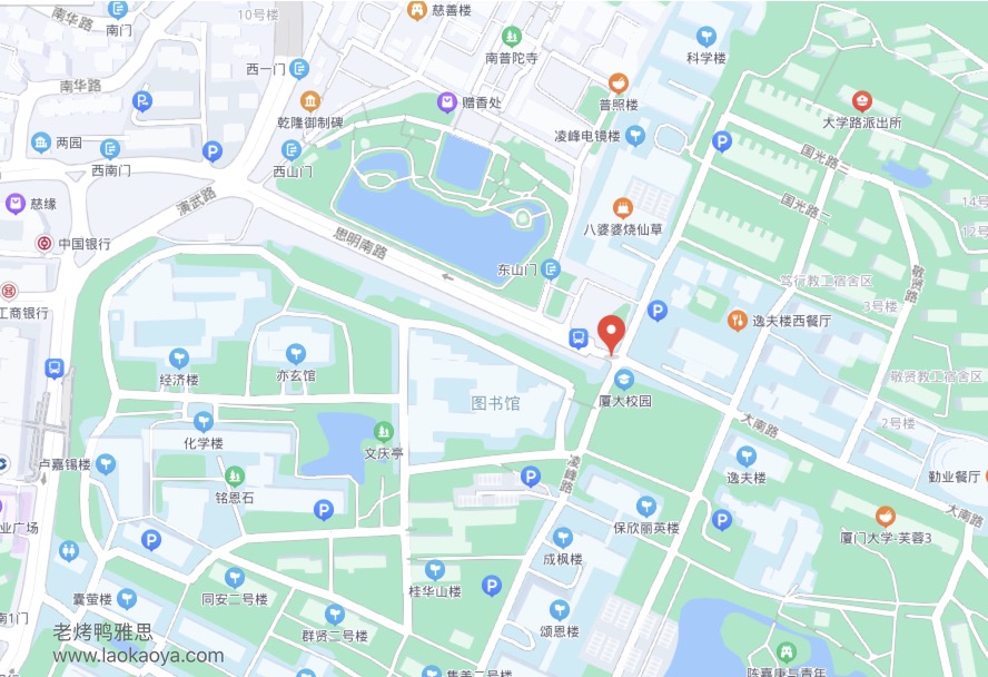 厦门大学雅思机考考点的方位地图